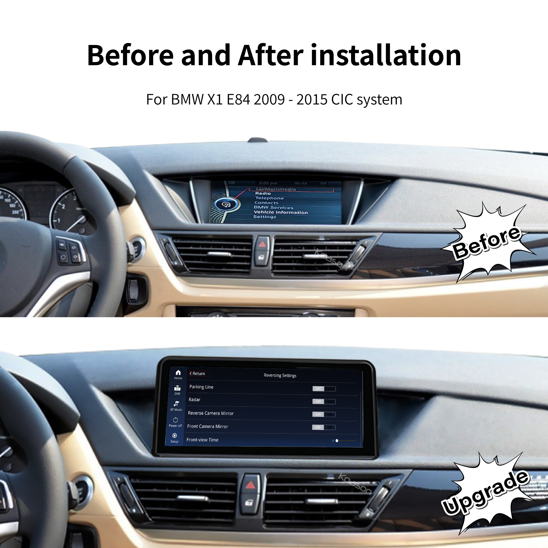 KOASON Linux Apple CarPlay Android Auto TouchScreen Original Retrofit Upgrade Monitor for BMW X1 E84