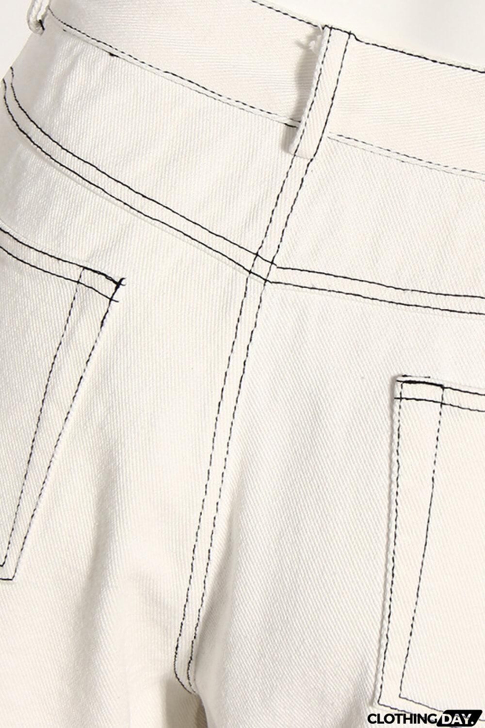 Contrast Frayed Detail Flare Jeans