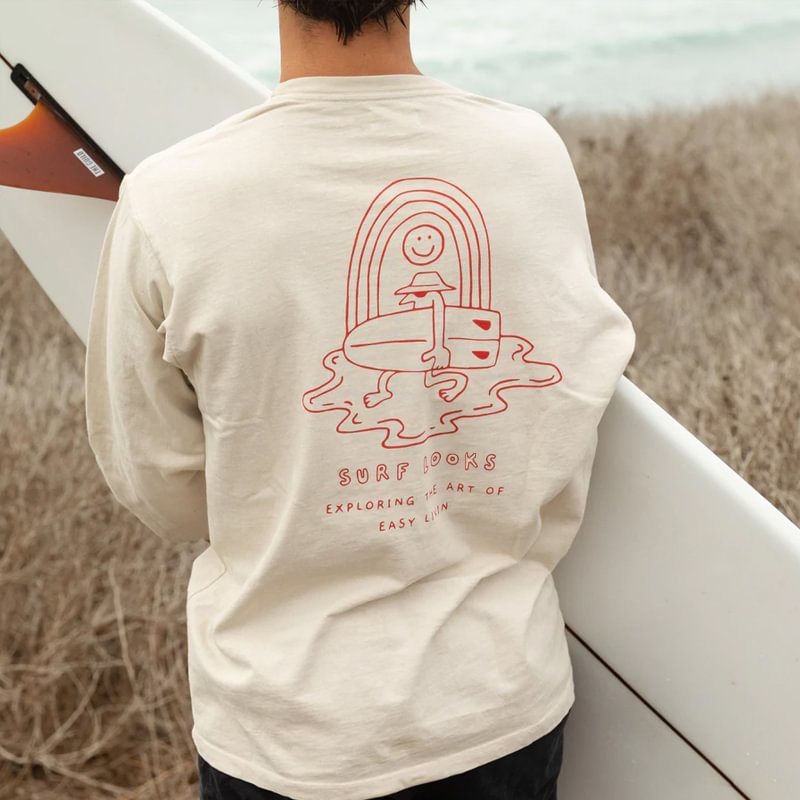 Summer Surf Retro Casual Long Sleeve Tee、、URBENIE