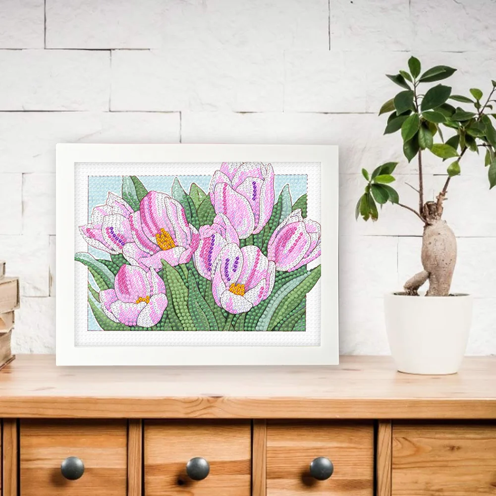 DIY Flower Full Drill Diamond Painting for Beginners(Canvas|15*20cm)【with Plastic Frame】