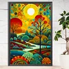 (40*60cm)Stained Glass Landscape - Full Round Drill Diamond Painting