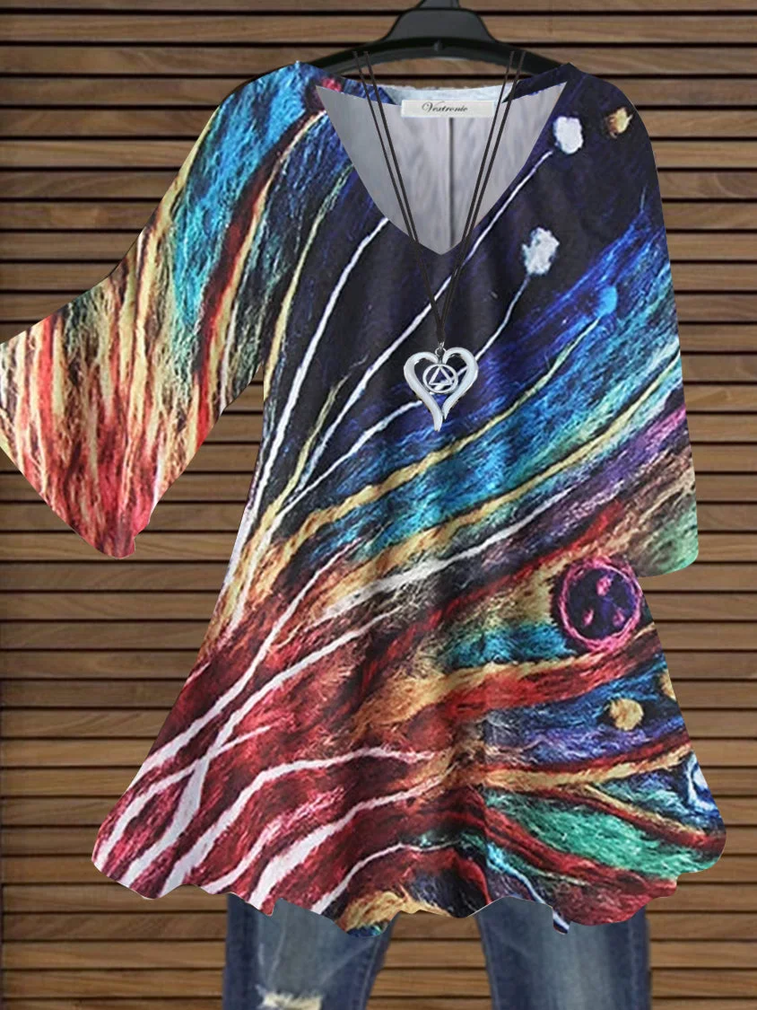 Women's V-Neck Short Sleeve Graphic Printed Tops