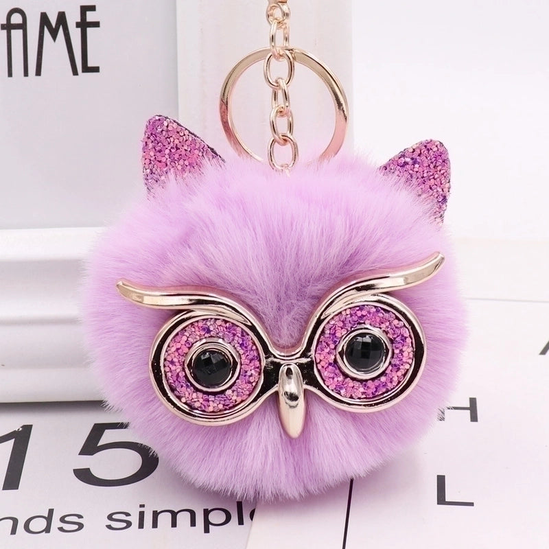 Cute Owl Alloy Plush Unisex Bag Pendant Keychain 1 Piece