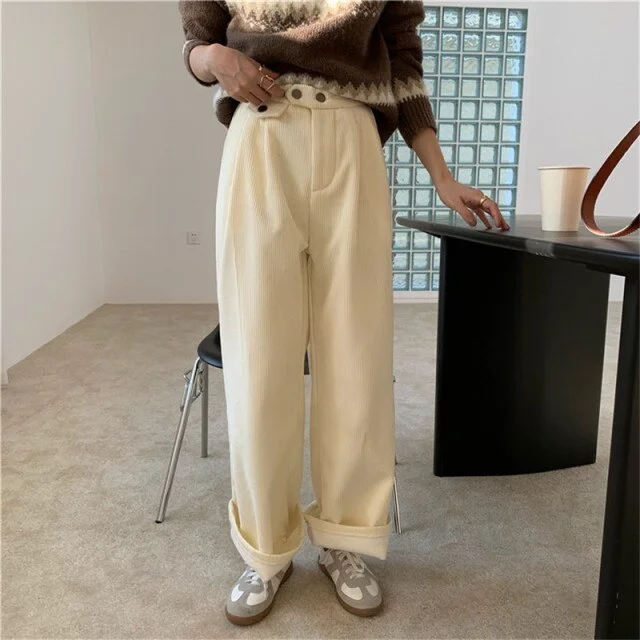 Velvet Thick High Waist Straight Corduroy Pant