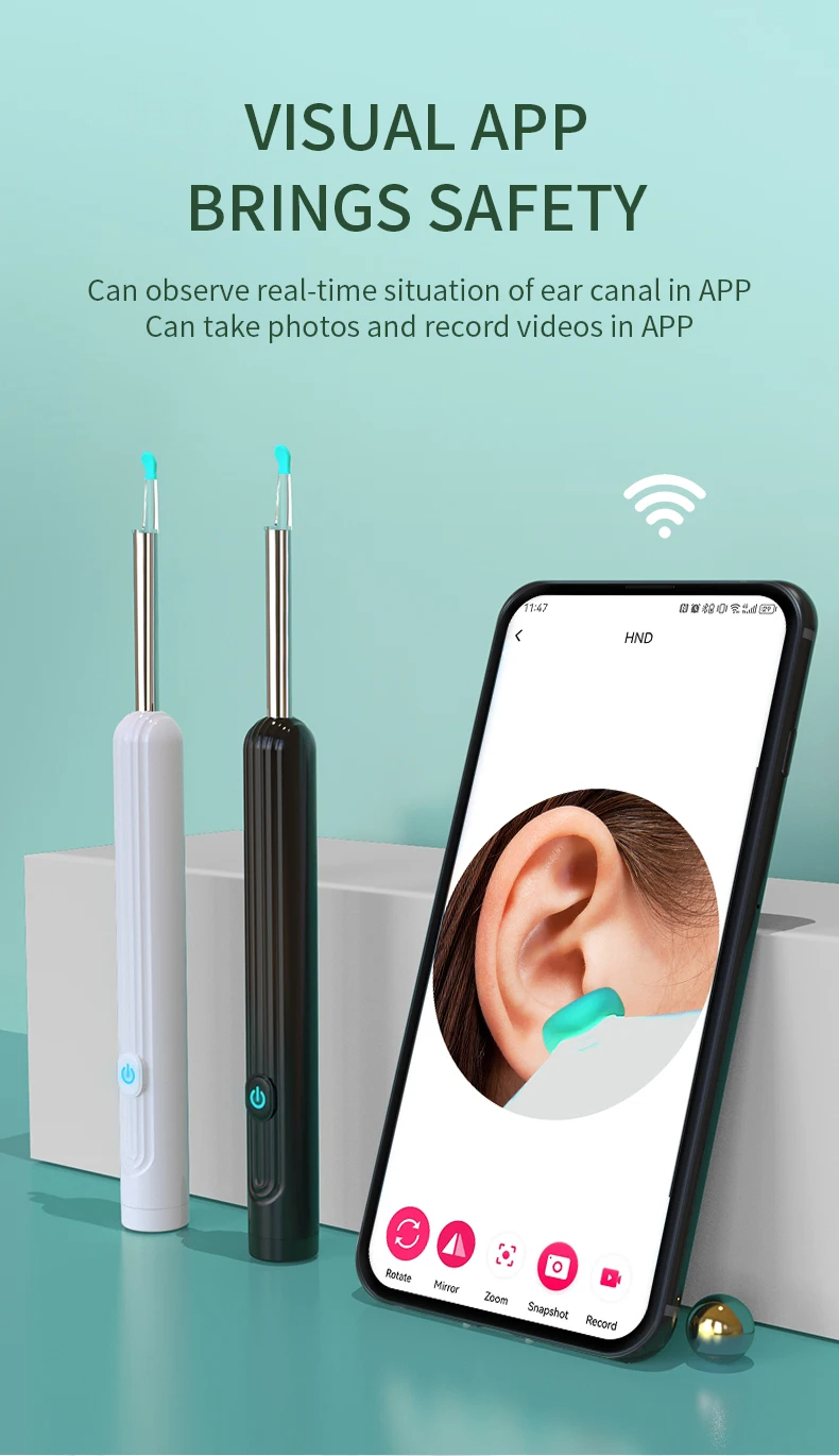 Likron Watches Wireless HD Ear Otoscope with Camera - USB-C Rechargeable Ear Wax Removal Endoscope Tool