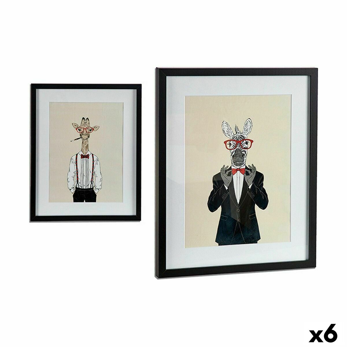 Painting Gift Decor Black Multicolour Particleboard 43 x 3 x 53 cm (6 Units)