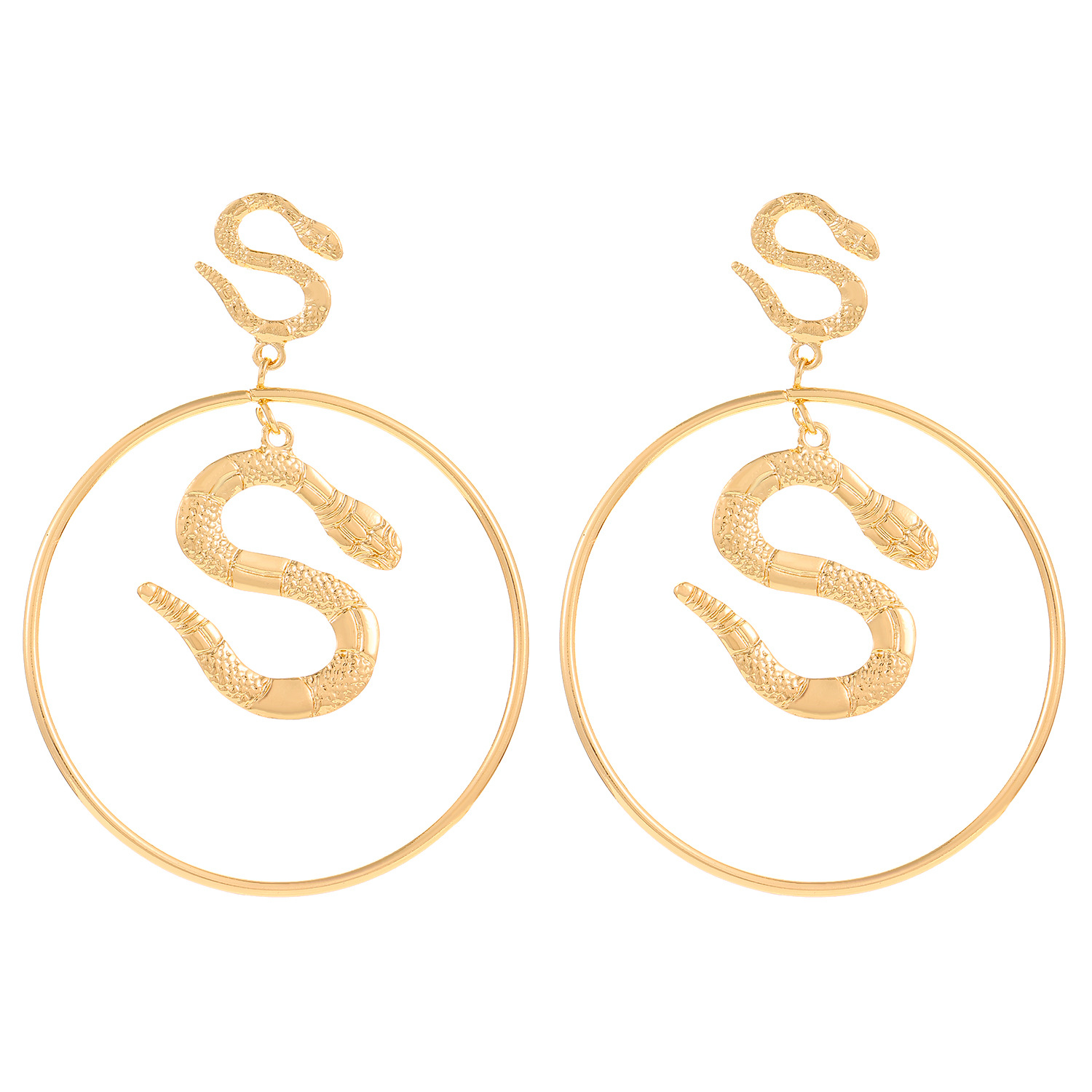 Round Snake Gold-Plated Earrings