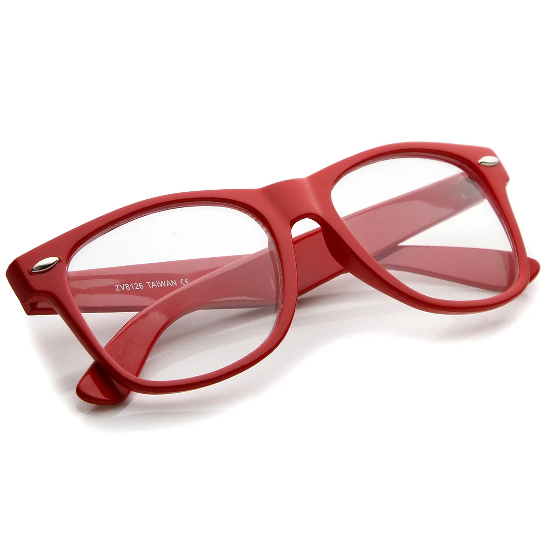 Retro Wide Temple Clear Lens Horn Rimmed Eyeglasses 54mm