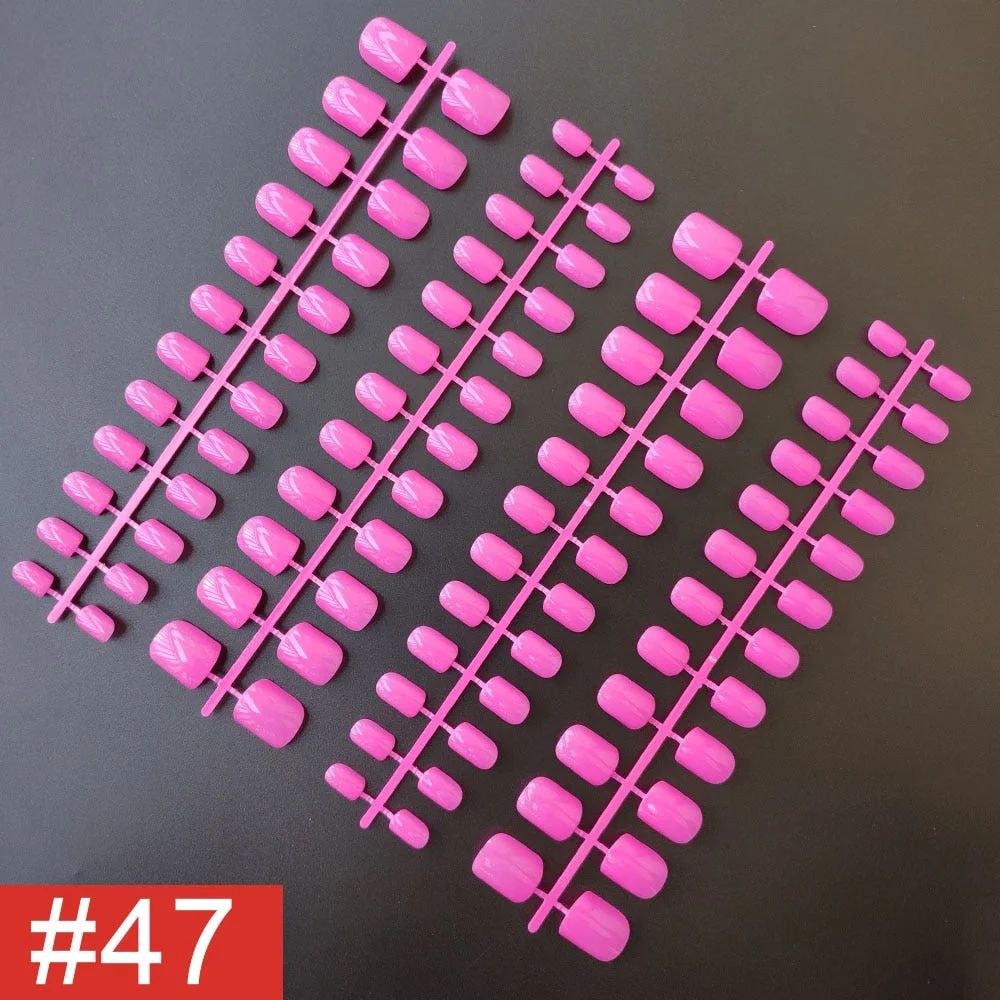 4 Sets/lot Mixed Colors False Nail Tips Short Full Cover Square Fake Nails Comfortable Multicolor Press On Nails Nail DIY-Nail Inspo