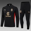 Joyfball 2024/2025 AC Milan Half-Pull Training Suit Black Jersey 1:1 Thai Quality Set