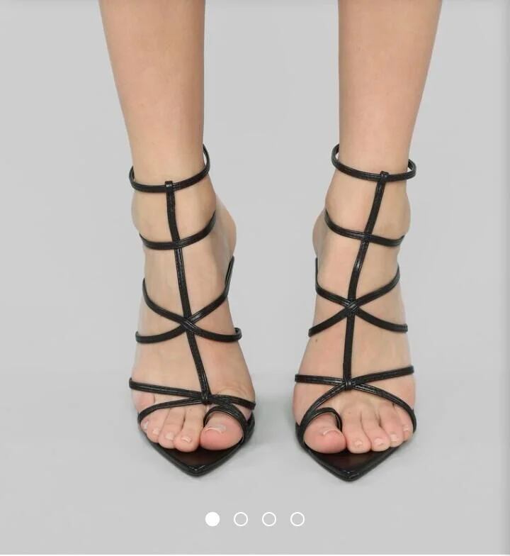 Black T-Strap Heels Sexy Sandals Vdcoo