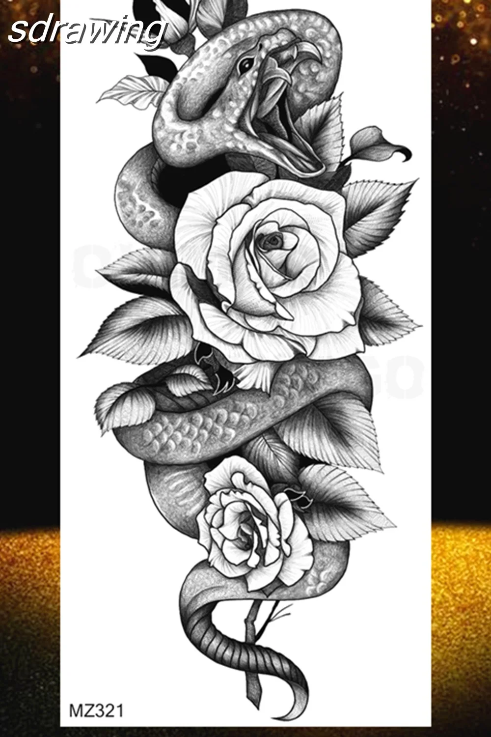  Black Rose Flower Temporary Tattoos Fake Waterproof Tatoo Body Art Arm Leg Floral Peony Bloosom Tattoo Stickers Makeup 928-0