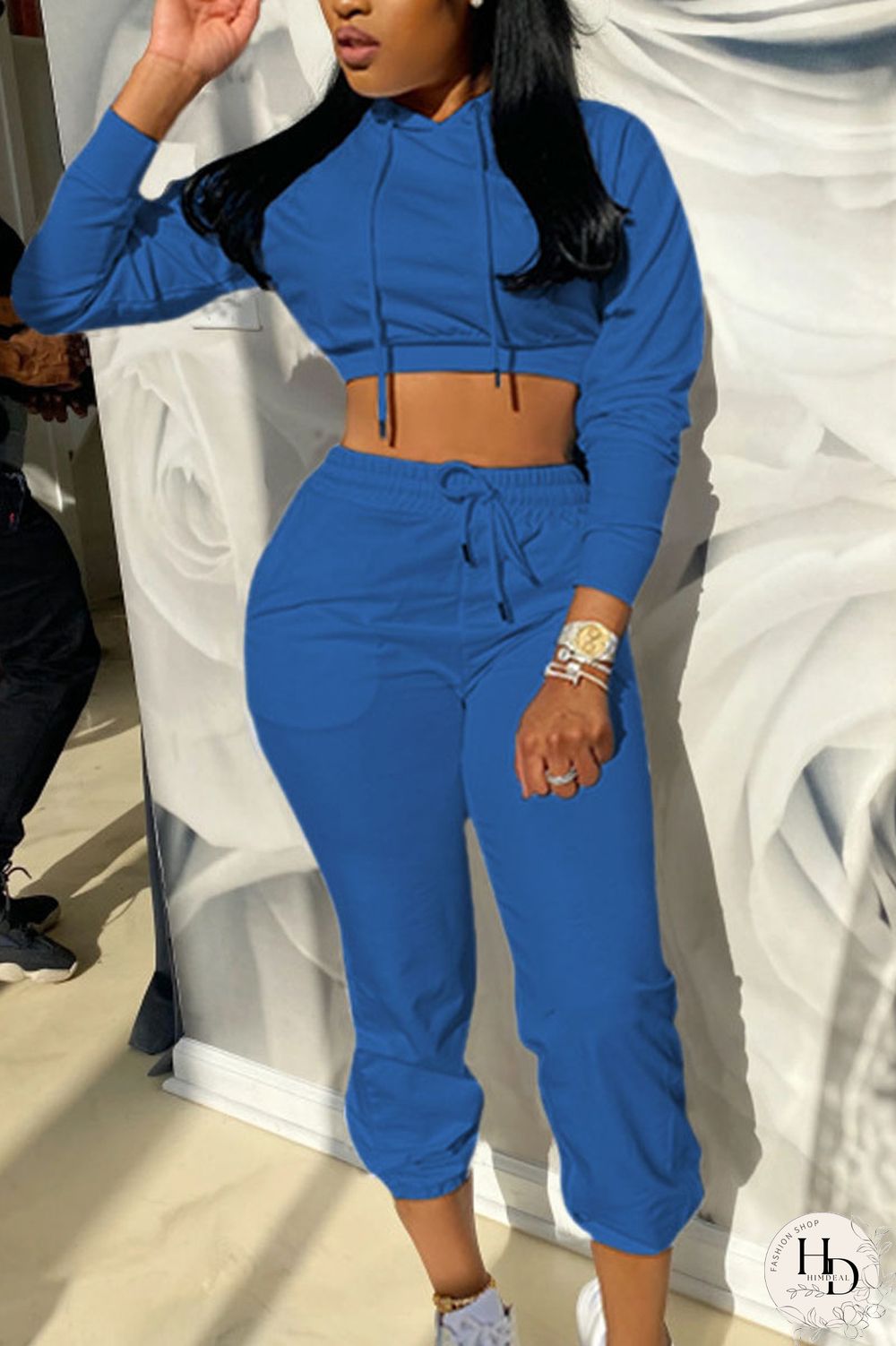 Orange Sportswear Solid Patchwork Hooded Collar Long Sleeve Regular Sleeve Short Two Pieces