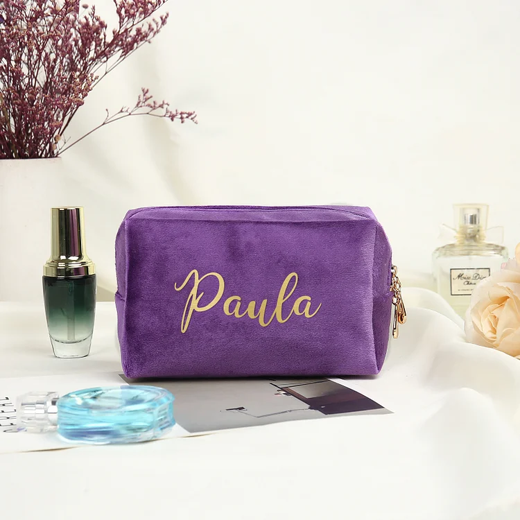 Personalized Name Cosmetic Bag Zipper Makeup Bag Jewelry Storage Bag Gifts for Ladies Girls