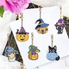 6PCS Diamond Painting Keychains Glass Skull Double Sided Glass Pumpkin  Halloween