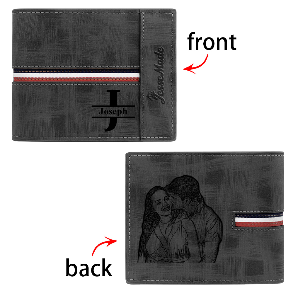 Portefeuille Classique 1 Prénom et Lettre Personnalisés avec Photo Porte-Monnaie Carte