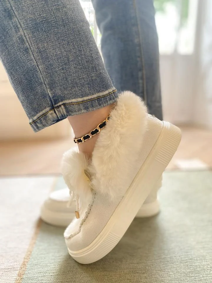 Women Warm Faux Fur Slip-on Loafer Platform Ankle Snow Boots