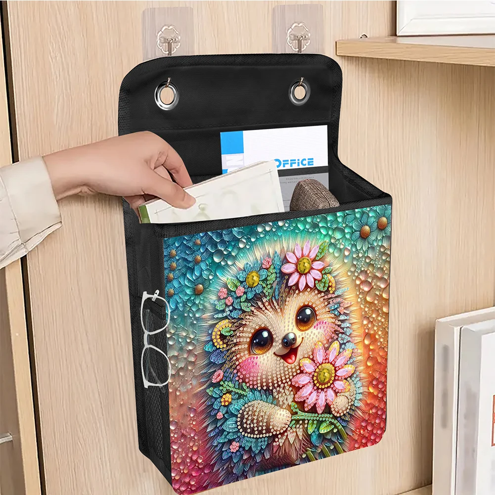 5D DIY Hedgehog Diamond Painting Hanging Storage Bag Diamond Art Organizer Box Home Decor 