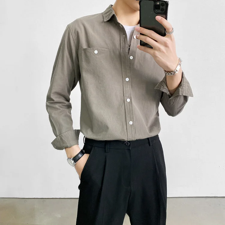 Spring New Light Mature Style Long-Sleeved Shirt Young Men Handsome Temperament Casual