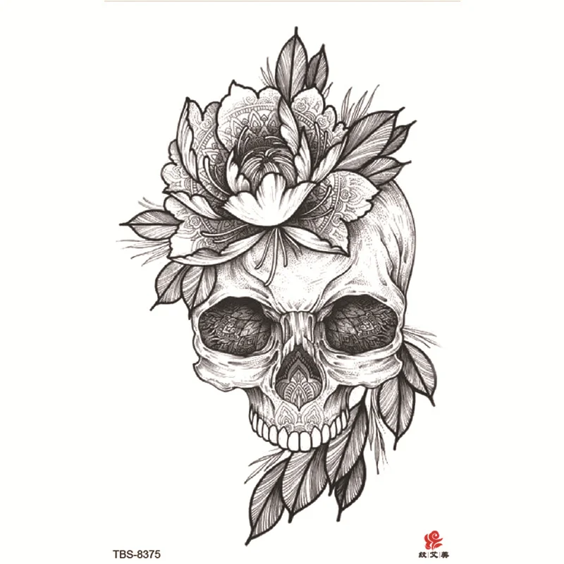 Sdrawing Temporary Tattoo Sticker Forest Lion Tiger Flash Tattoos Women Skeleton Skull Bodi Art Arm Fake Tatoo Men Body Woman