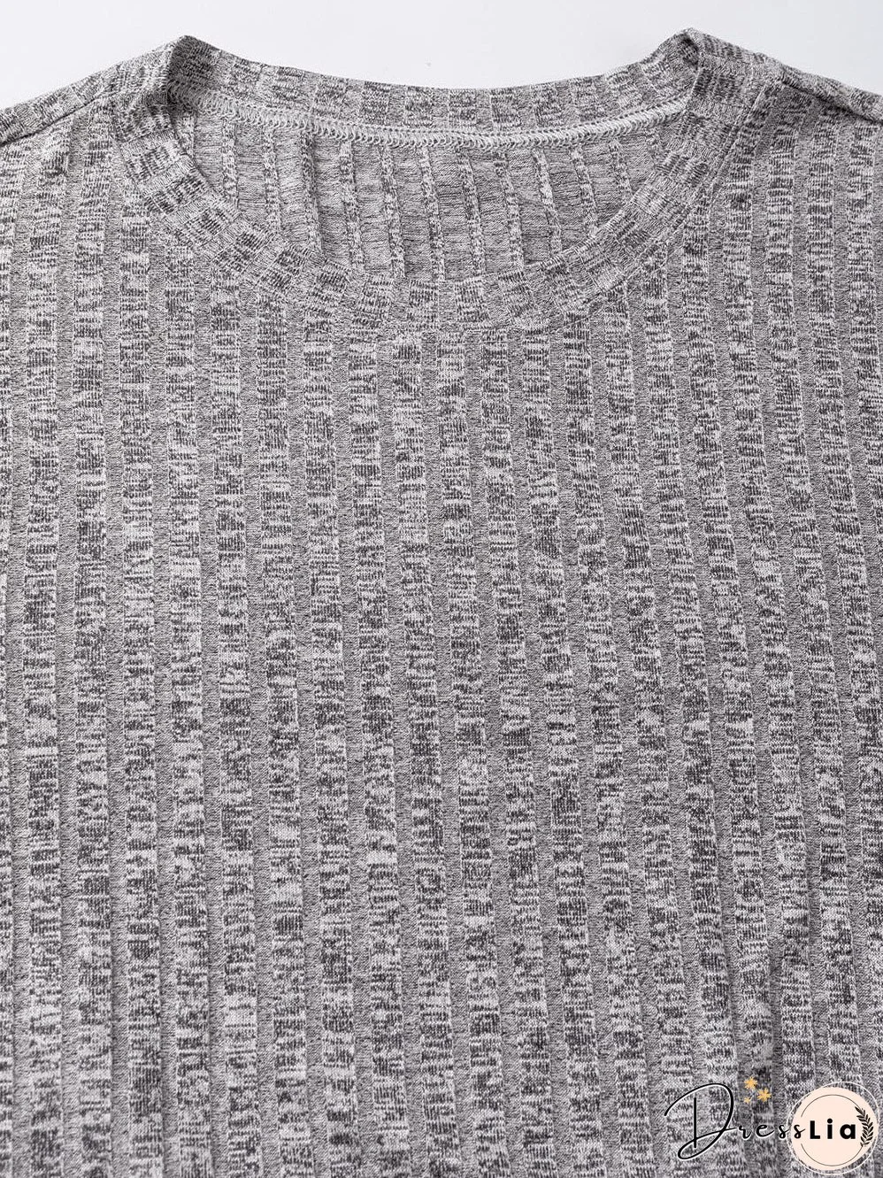 Textured Gray Ruffle Detail A-Line Midi Dress