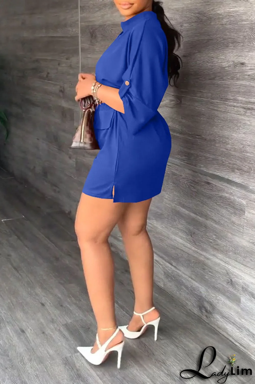 Tangerine Casual Solid Patchwork Draw String V Neck Straight Dresses