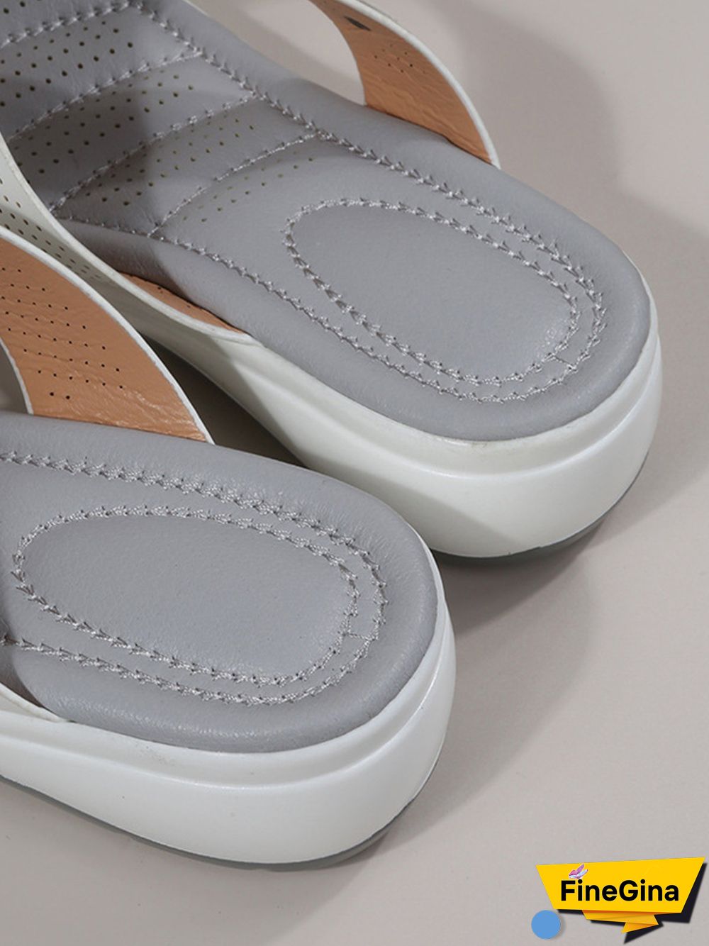 Metal Rhinestone Slope Heel Flip-Flops