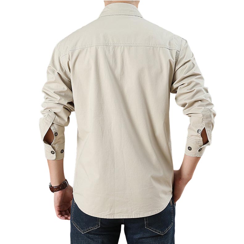 Men's Vintage Outdoor Workwear Pocket Long Sleeve Lapel Utility Shirt