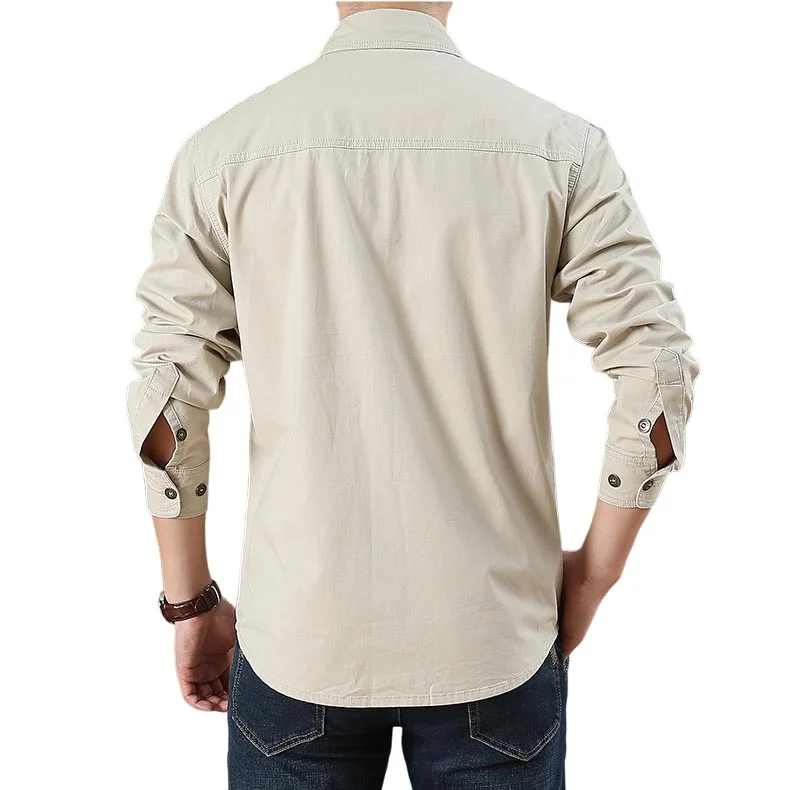 Men's Vintage Outdoor Workwear Pocket Long Sleeve Lapel Utility Shirt