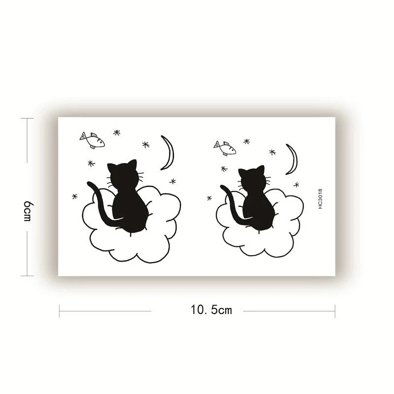 Black Cat Waterproof Temporary Tattoo Stickers Kids Women Men Body art Black Kitty Fake Tatoos Shoulder Arm Waist Decal