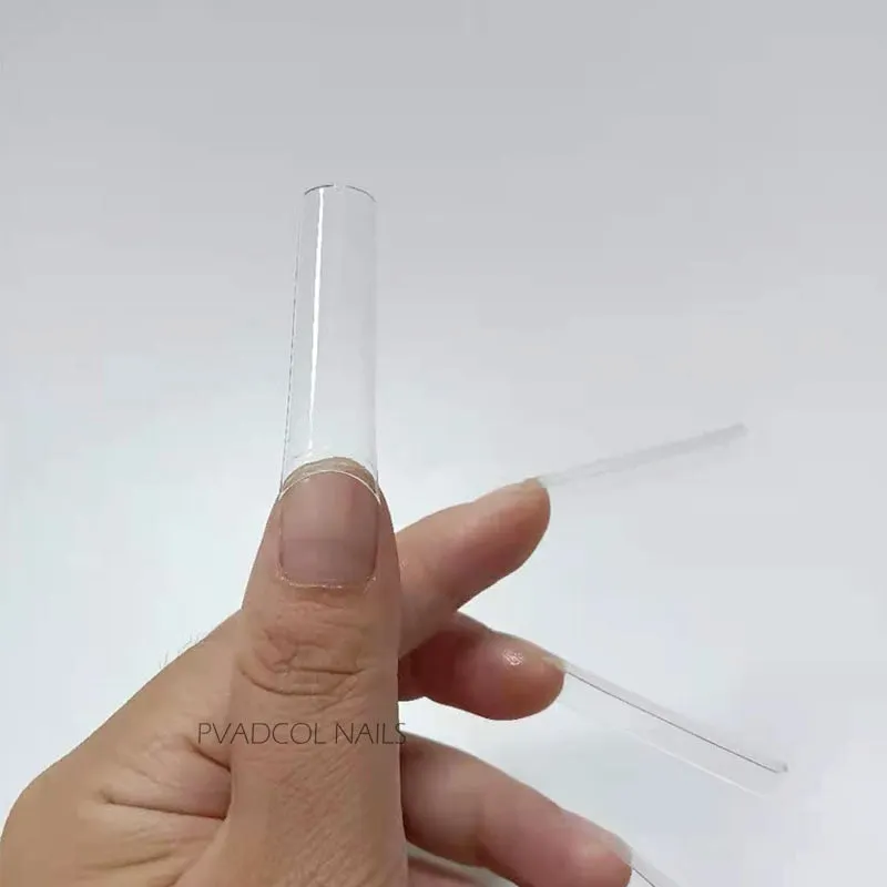 500pcs No C Curve XXL Square Straight False Nail Tips Half Cover Clear Extra Long Fake Nails-Nail Inspo