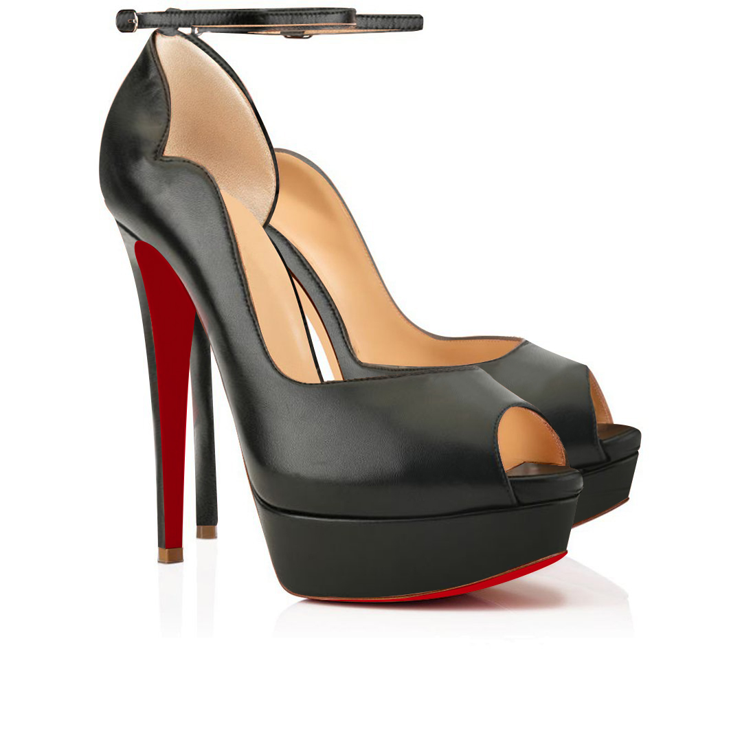 150mm Women's Party Red Bottom Sky High Platform Ankle Buckle Pumps Summer Prom Shoes-MERUMOTE