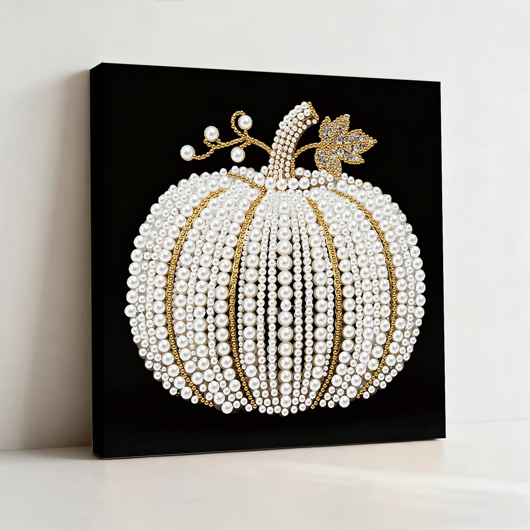 Pumpkin DIY Pearl Art Diamond Painting Kit for Adult Home Decor 25x25cm With Frame