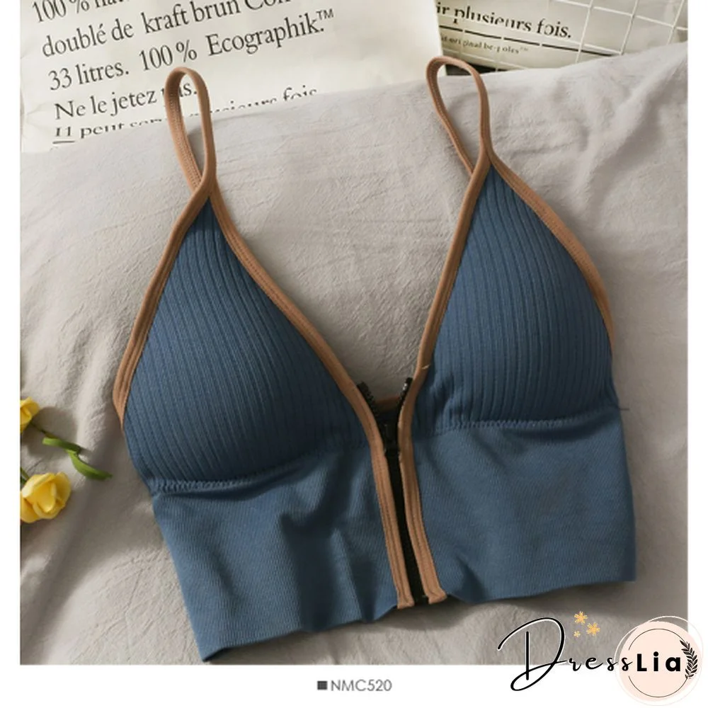 Korean Crop Tops Slim Fit Spaghetti Strap Tanke Top Women Built In Bra Off Shoulder Versatile Striped Camisole Sleeveless Ins