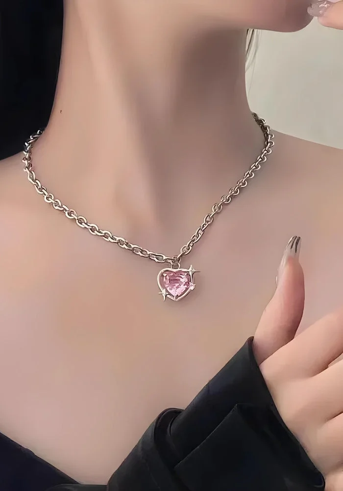 Brownm Shiny Heart Necklace