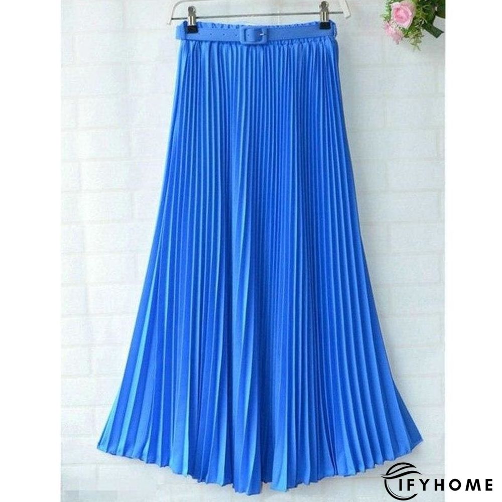 New Summer Women Ladies Elegant Long Skirt Retro Maxi Chiffon High Waist Solid Casual Pleated Beach Long Skirt Sundress | IFYHOME