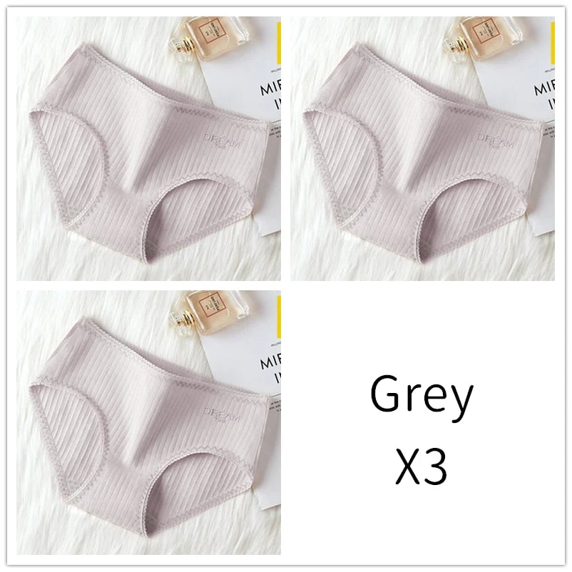 3Pcs Women Panties Lace Cotton Underwear Girls Mid Waist Briefs Lady Cute Sexy Lingerie Intimates Breathable Underpants Female