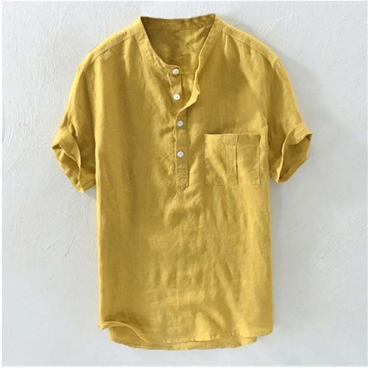 BrosWear Loose Casual Solid Color Thin Stand Collar Shirt