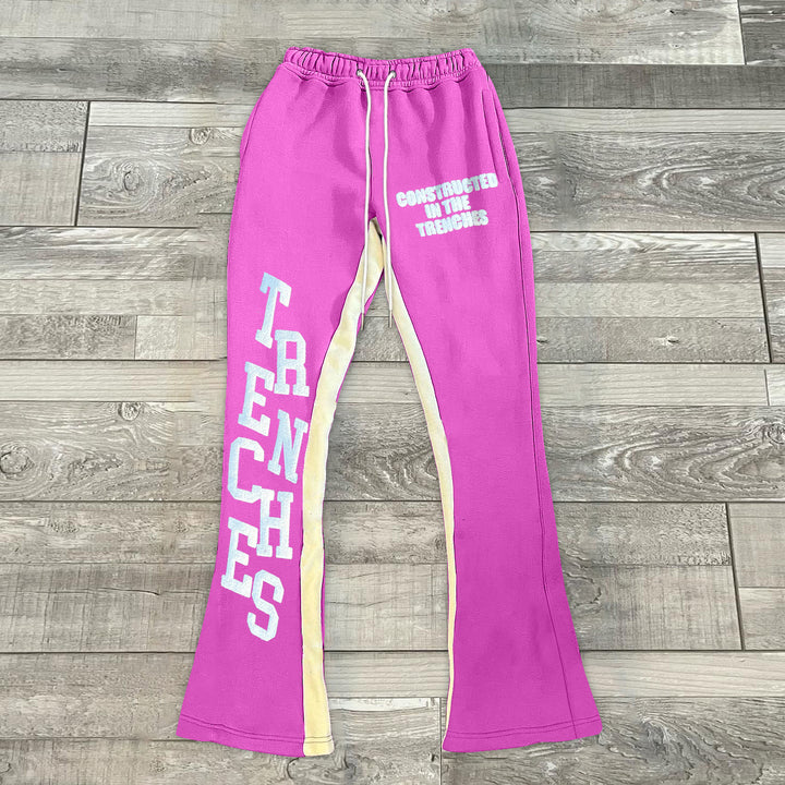 Sopula Y2k Vintage Graphic Contrast Flared Sweatpants - SOPULA