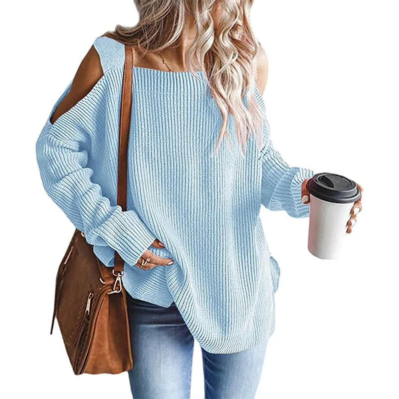 Wongn Wongn And Winter New Fashion Sling Long Sleeve Off-The-Shoulder Jumper Knit Sweater Woman