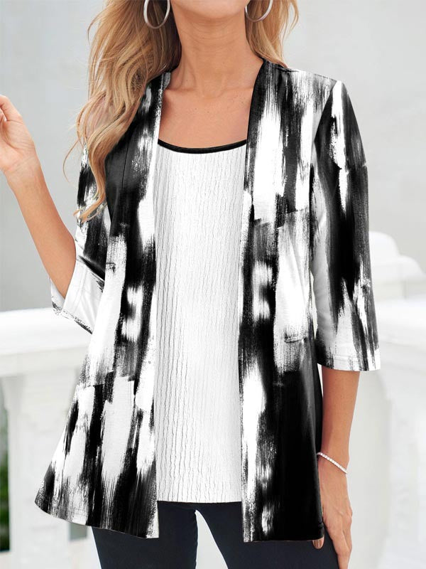 Women Long Sleeve V-neck Graphic Floral Printed Top