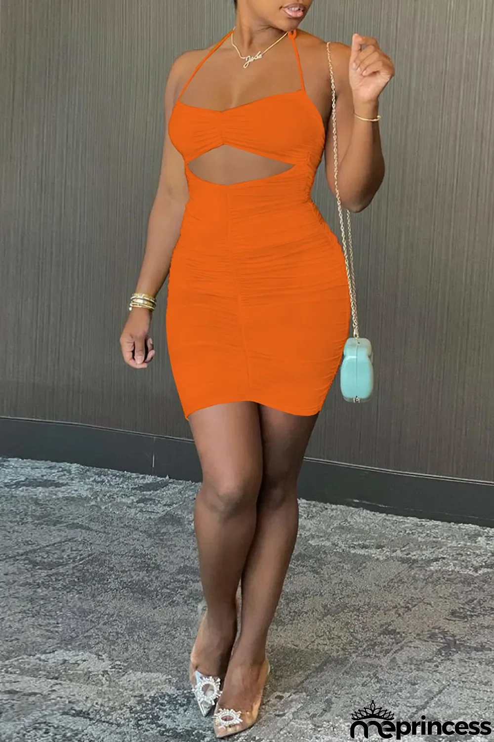 Black Fashion Sexy Solid Hollowed Out Backless Spaghetti Strap Sleeveless Dress