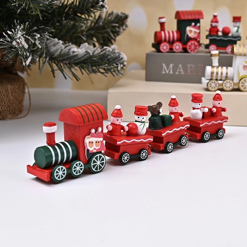 Christmas Fashion Christmas Tree Train Gift Box Wood Indoor Ornaments