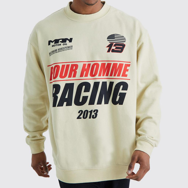 Unisex Oversized Street Racing Face Print Casual Sweatshirts