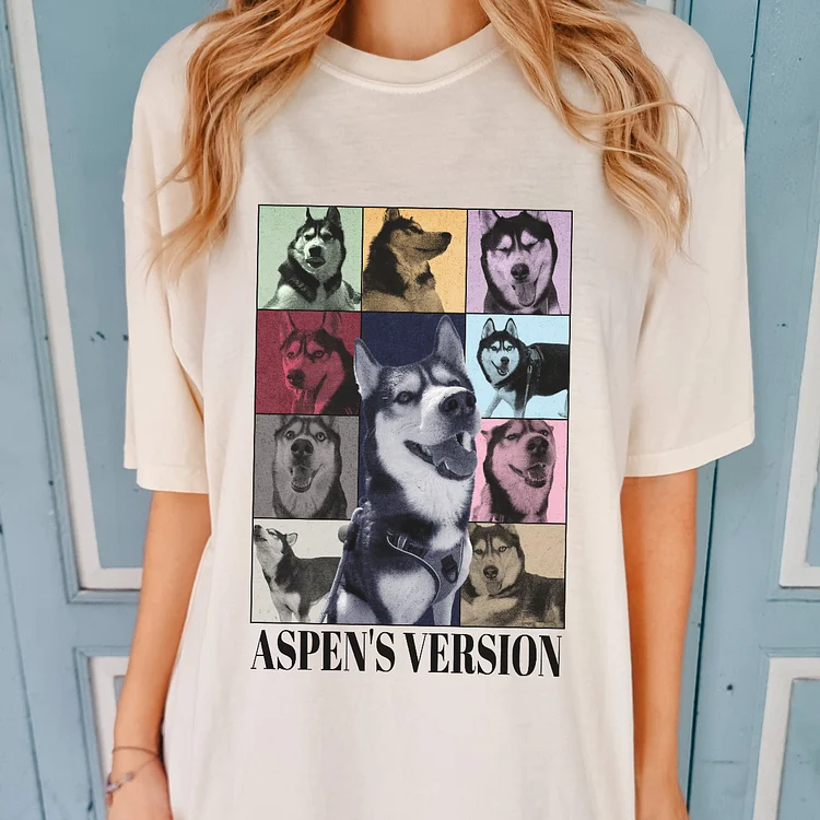 Custom 10 Pet Photos T-shirt,Eras Tour Gift for Dog Mom
