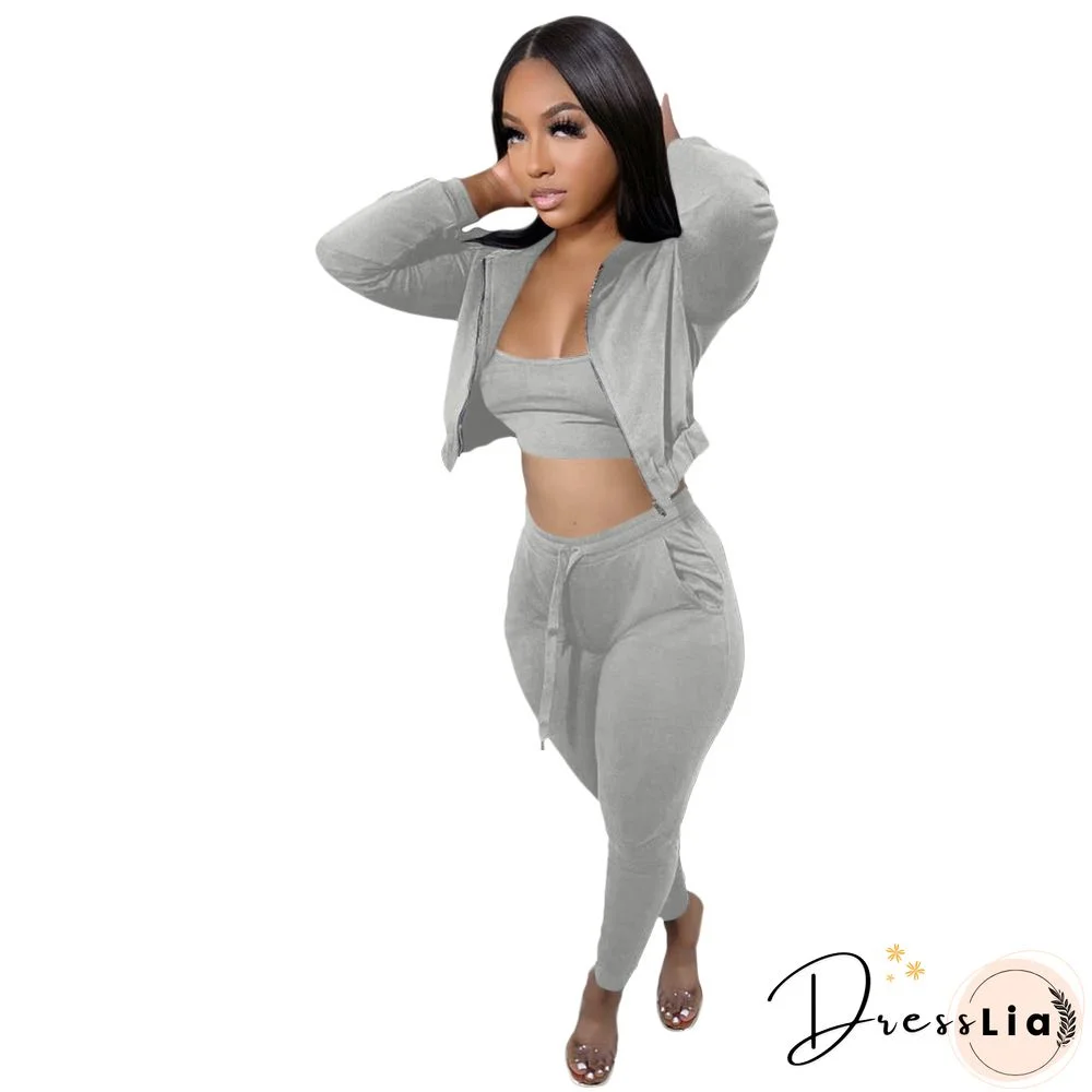 Hoodie Jackets with Tank and Jogger Pants Sweatsuit