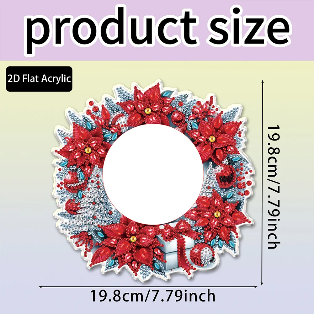 Christmas Flowers DIY Diamond Painting Mirror Kit Diamond Art Makeup Mirror