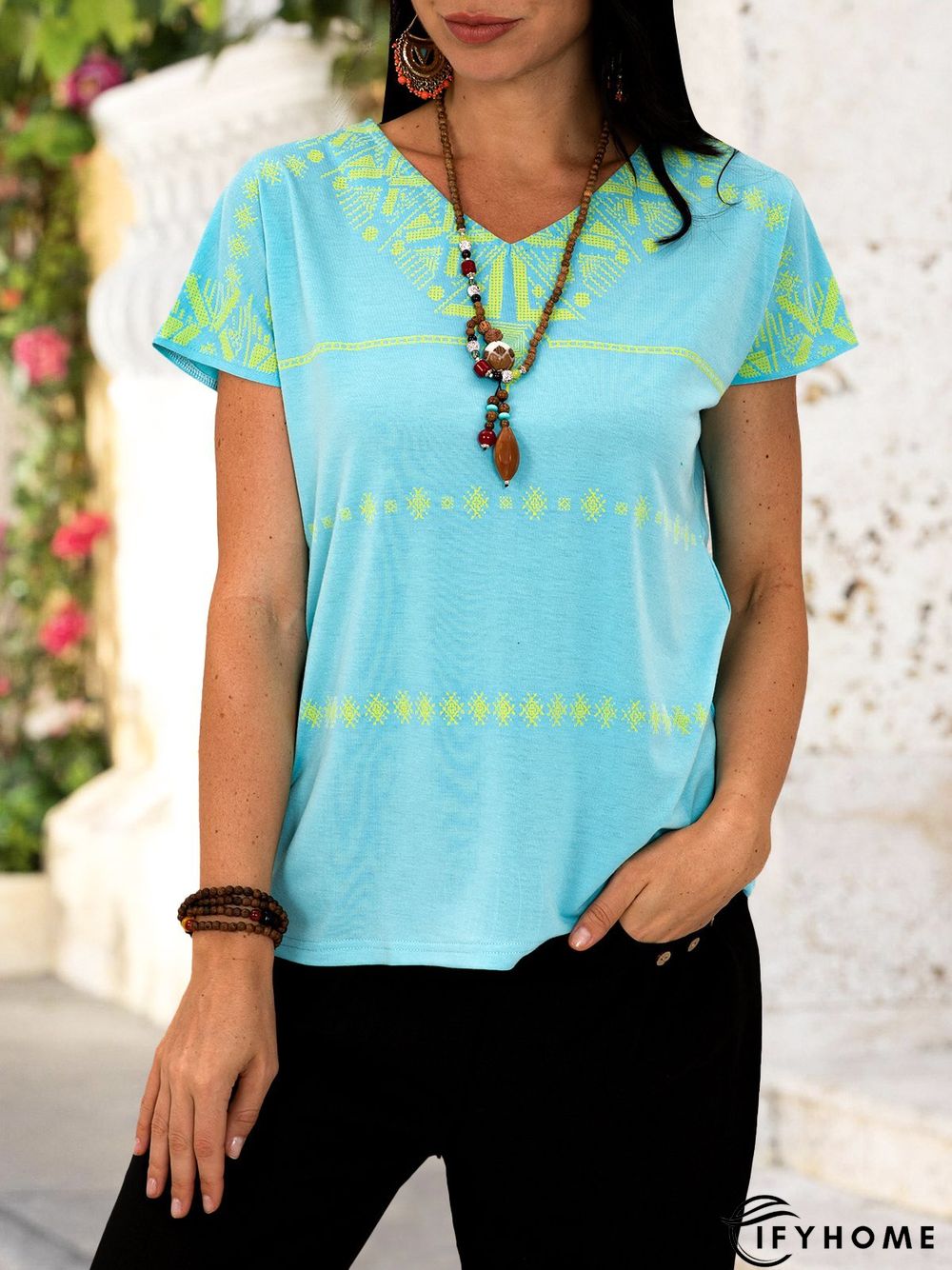 Short Sleeve Boho Shirts T-shirts | IFYHOME