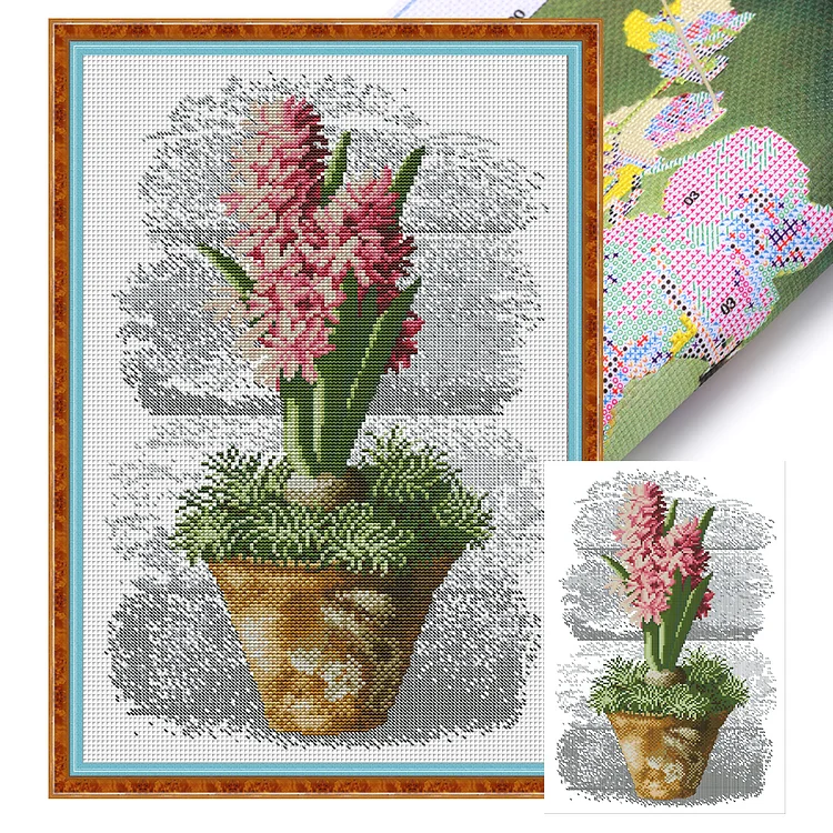 Joy Sunday Pink Hyacinth 14CT Stamped Cross Stitch 31*46CM