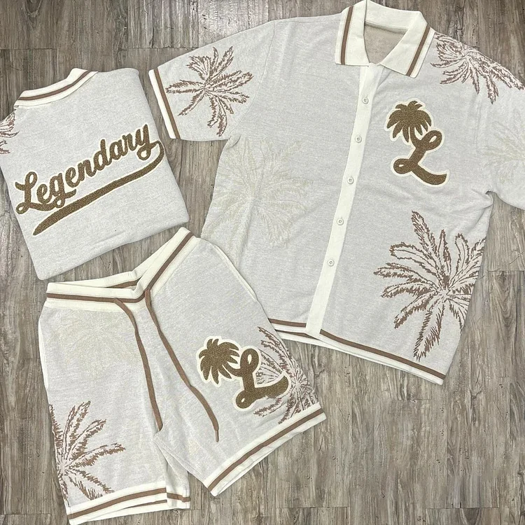Loveciss®/ Coconut Tree Leisure Vacation Printed Shirt And Shorts Co-Ord